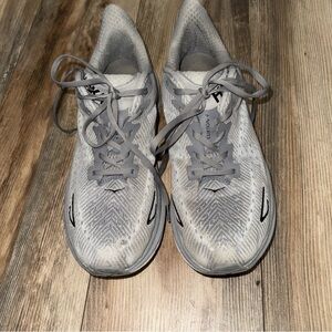 Hoka Gray Athletic Shoes with Metallic Finish